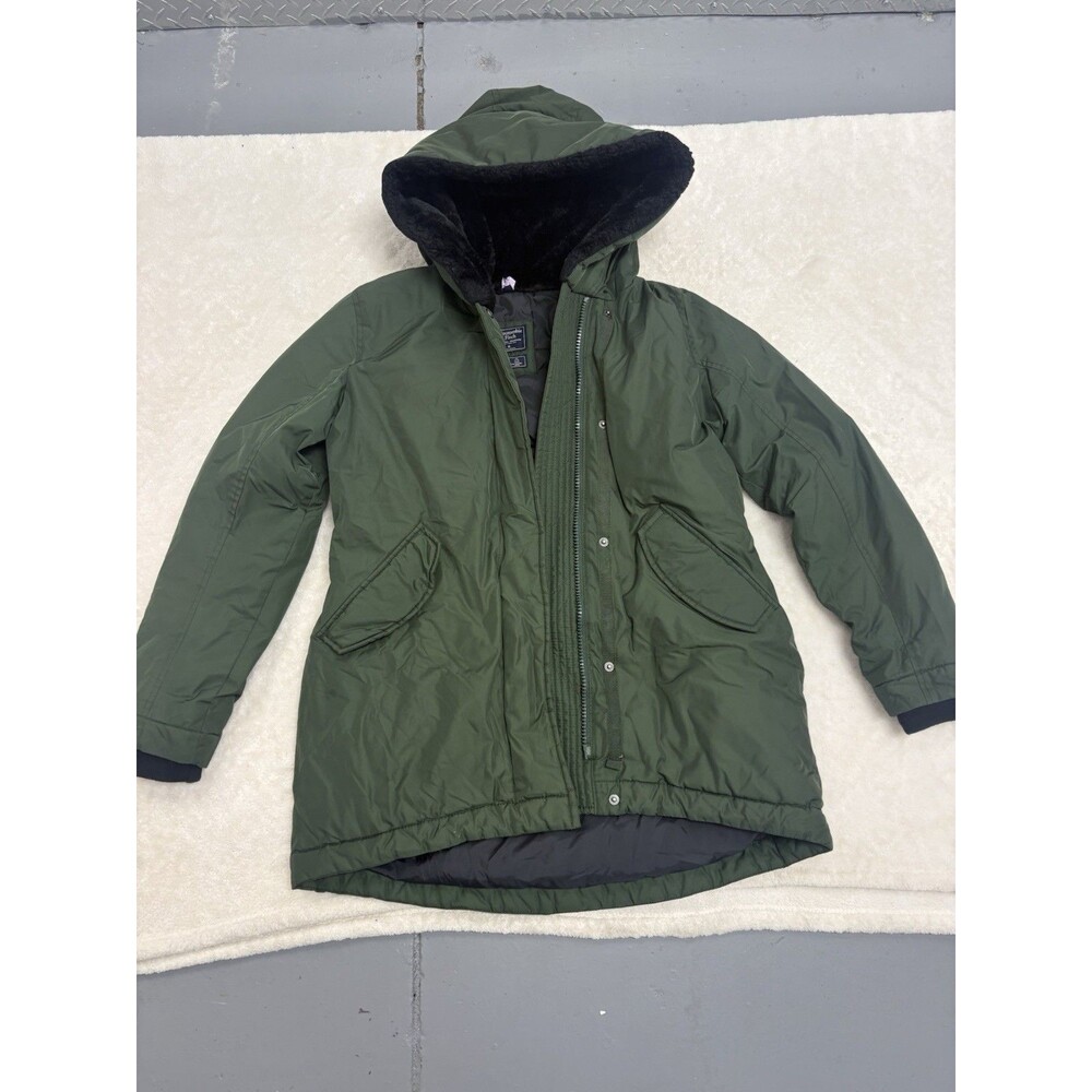 Abercrombie & Fitch Faux Fur Hood Puffer Jacket Coat Womens M Water/ Resistant